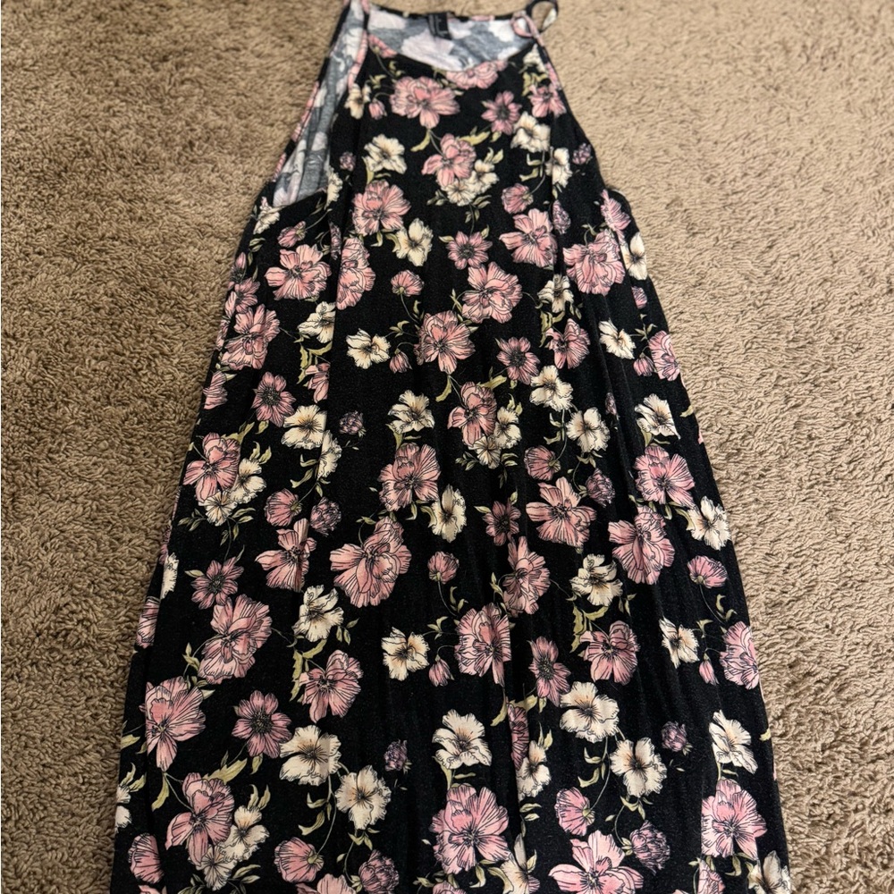 Forever 21 Pink and White Maxi A-Line Dress